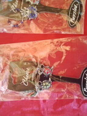 Lot of 8 Wine Charms Owls With Bling NWT